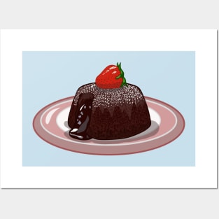 Chocolate lava cake cartoon illustration Posters and Art